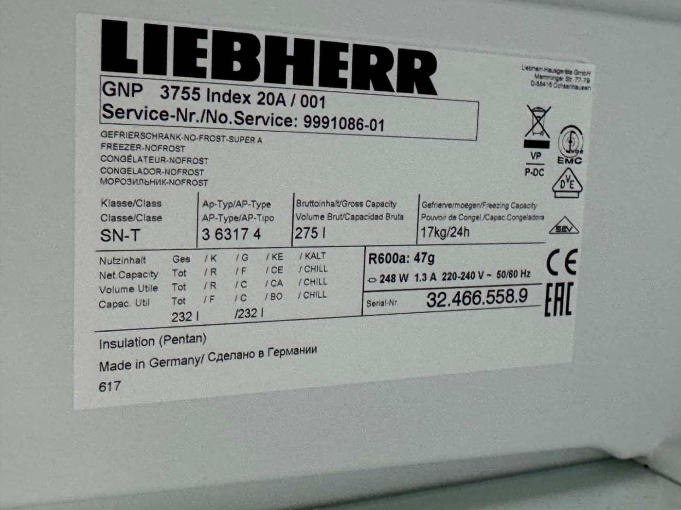 Морозильна камера Liebherr GNP 3755 Б/У