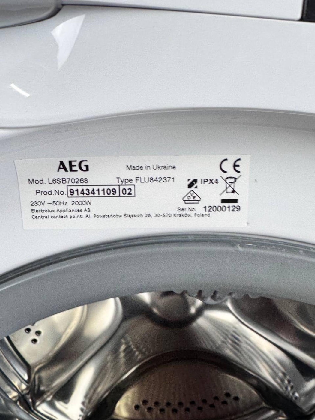Пральна машина AEG L6SB70268 Б/У