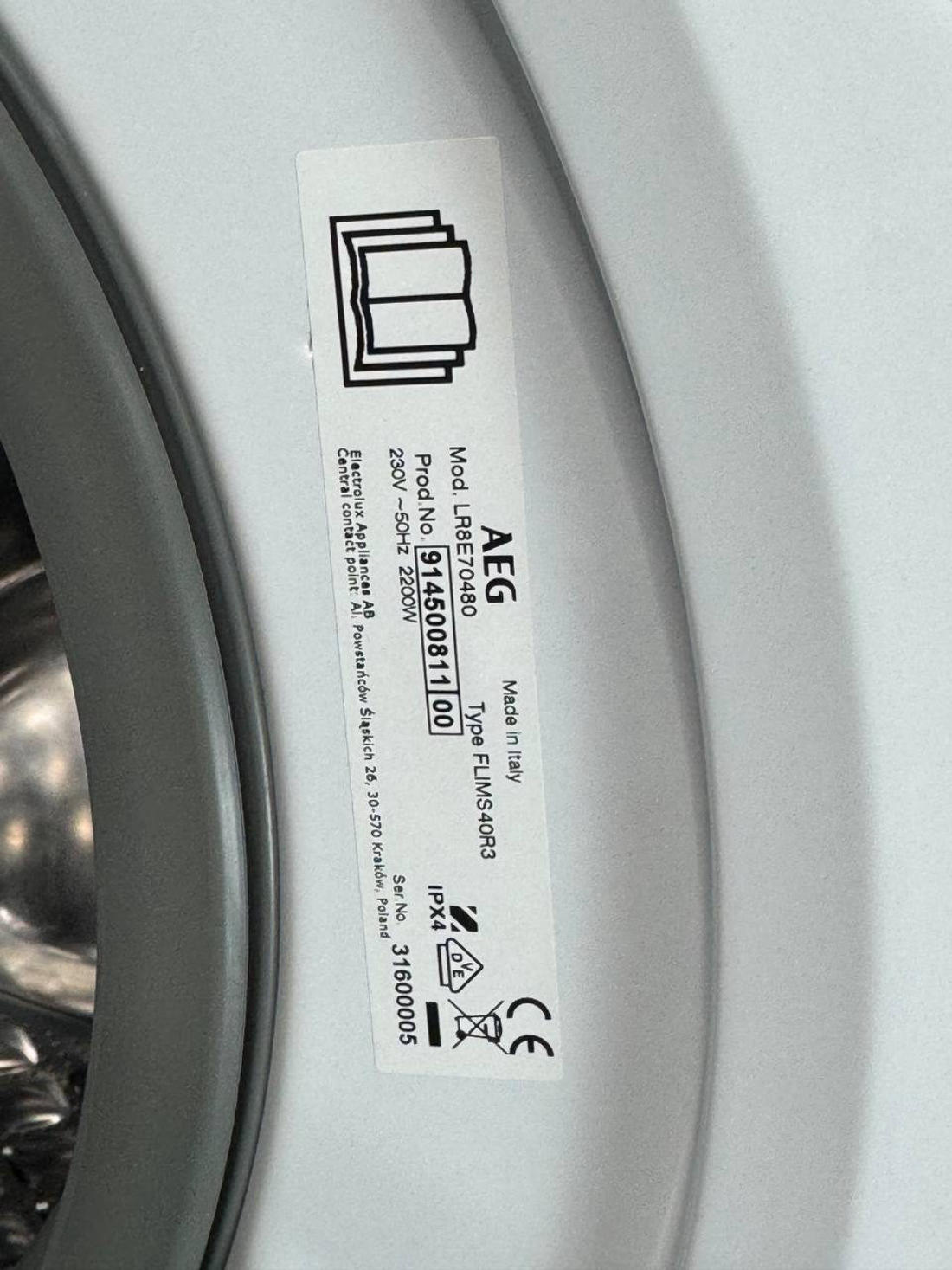 Пральна машина AEG LR8E70480 (Type FLIMS40R3) Б/У